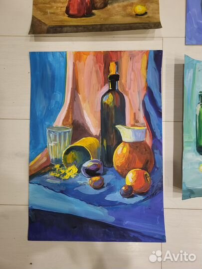 Натюрморт гуашь, пастель учебный рисунок