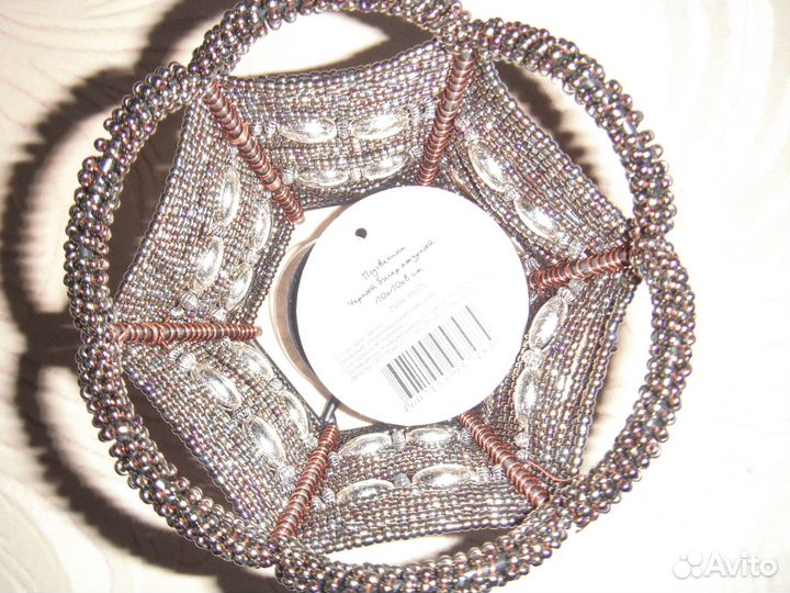 Подсвечники ажурные СССР (металл + черный бисер)