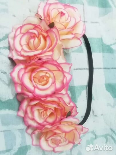 Резинки и ободки с цветами, заколки 4 шт новые