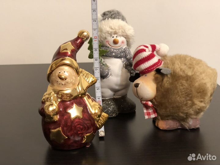 Новогодние игрушки миниатюры дед мороз снеговик