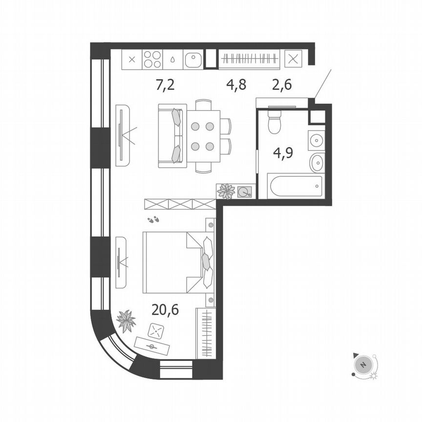 Квартира-студия, 40,1 м², 2/13 эт.