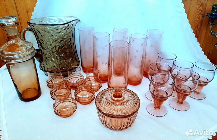 Набор посуды карамельное стекло СССР