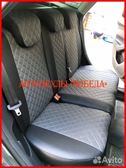 Чехлы Ford Focus 2 из экокожи чёрно-серые Ромб