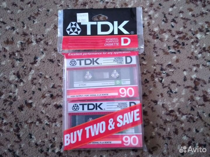 Аудиокассеты новые TDK SA 90 пак из 2х шт