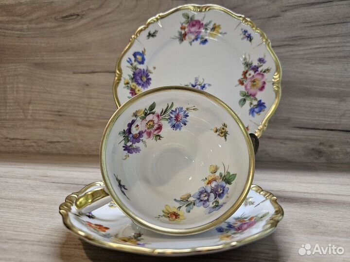 Чайное трио Edelstein Фарфор Германия Винтаж Антик