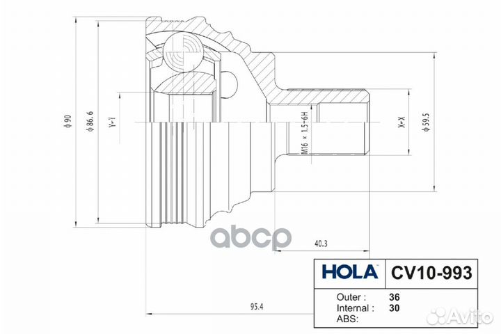 ШРУС наружный 36/30 шл., левый/правый skoda