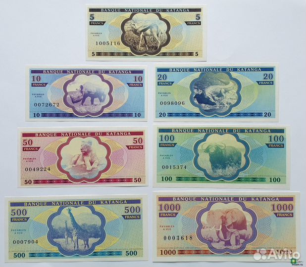 Катанга Набор 7 бон 2016 год Животные