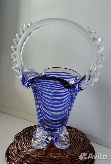 Ваза корзина хрустальная