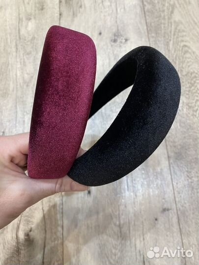 Ободок ручной работы черный бордовый