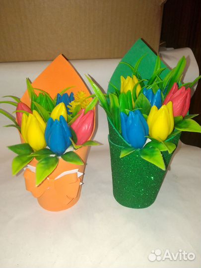 Весенние букеты из мыло