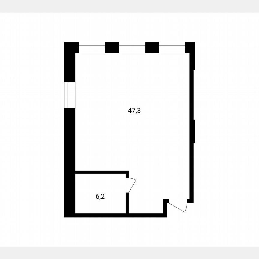 1-к. апартаменты, 53,5 м², 3/14 эт.