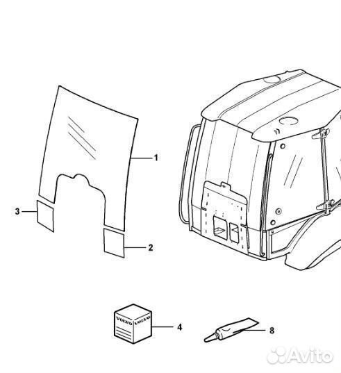 Стекло лобовое нижнее правое Volvo BL 61 71
