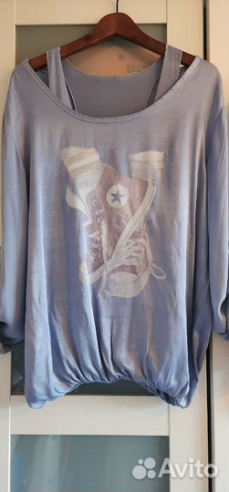 Новая Кофта р.48-52 Италия Пудра/Голуб
