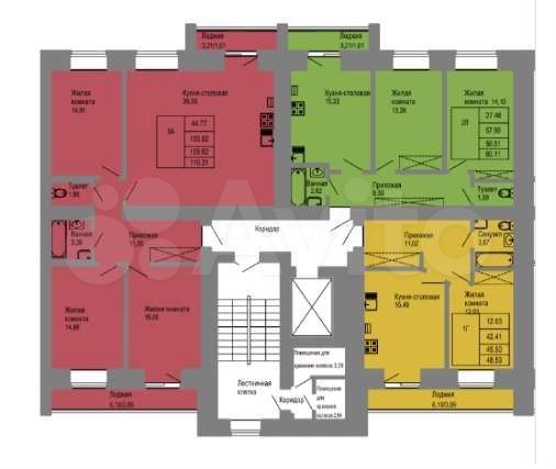 3-к. квартира, 110,6 м², 4/9 эт.