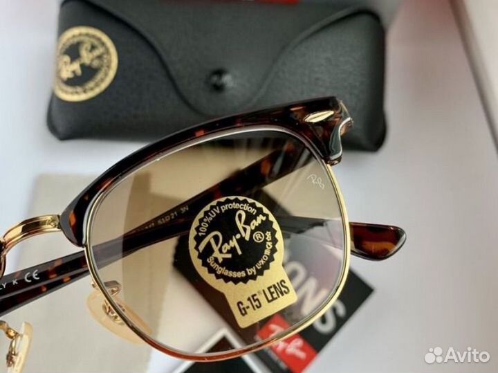 Очки ray ban clubmaster коричневые