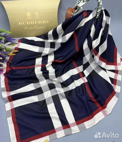 Шелковый Платок Burberry сине-белый