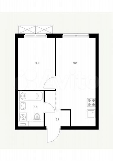 2-к. квартира, 32,6 м², 9/35 эт.