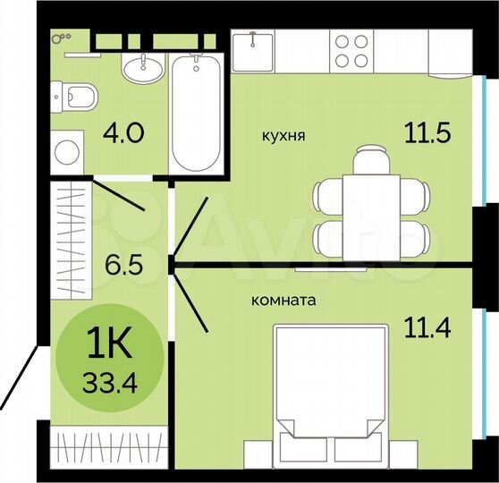 1-к. квартира, 33,4 м², 10/17 эт.