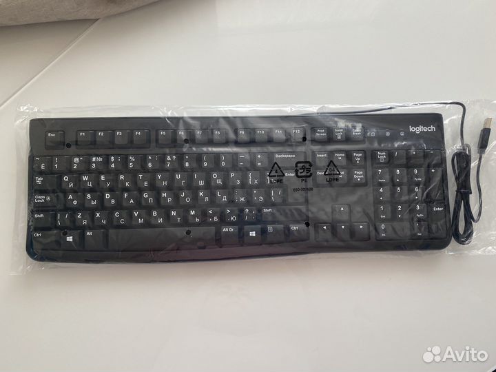 Клавиатура проводная Logitech K120, черная, новая
