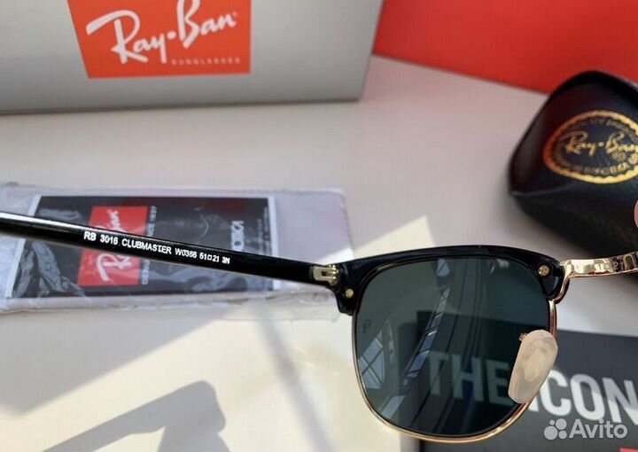 Солнцезащитные очки ray ban clubmaster стекло