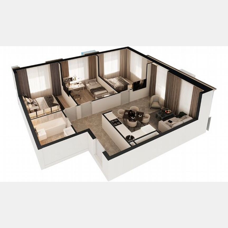 3-к. апартаменты, 65,3 м², 10/30 эт.