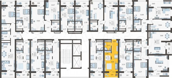 Квартира-студия, 23,6 м², 7/19 эт.