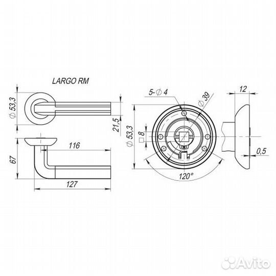 Ручка раздельная fuaro largo RM SN-CP-3 хром