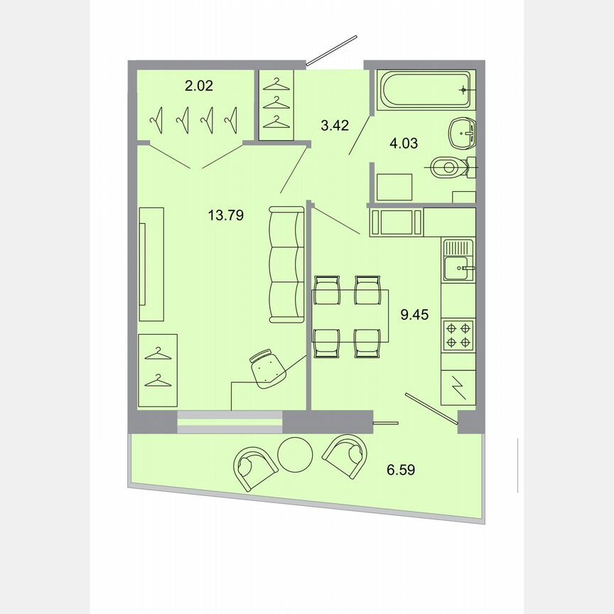 1-к. квартира, 34 м², 7/15 эт.