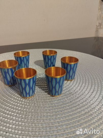 Рюмки коньячные с цветной эмалью и позолотой