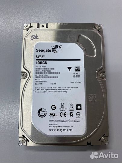 SATA 6Gb/s 1Tb Seagate ST1000VX000