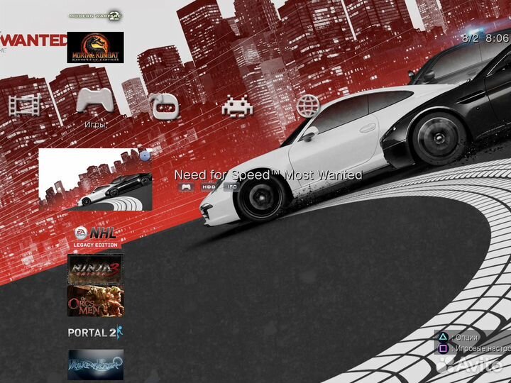 PS3 Slim прошитая, 50игр +2джоя