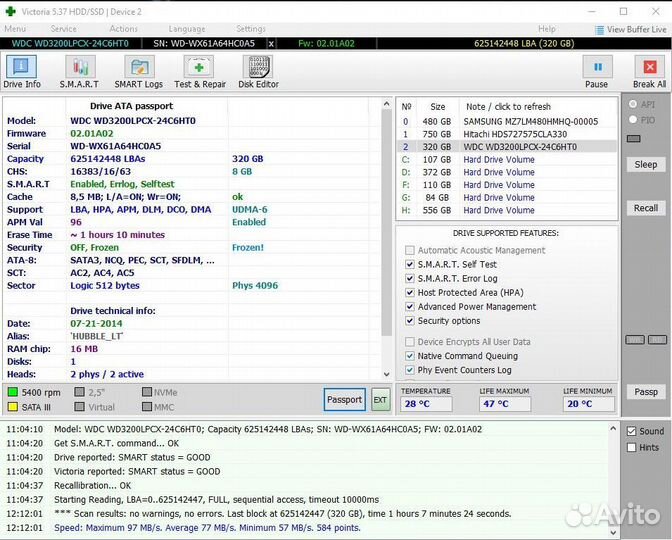 Жесткий диск для ноутбука 2.5 320 Gb slim