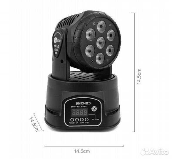 Вращающаяся мини-голова вош wash 7*12,18w rgbwa+UV