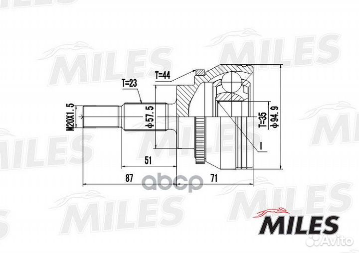 Шрус renault megane scenic 1.8-2.0 нар.(abs) Miles