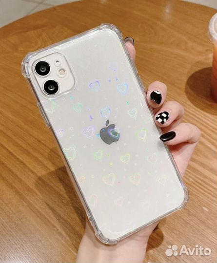 Чехол 7/8/SE2 shein с голографическими сердечками