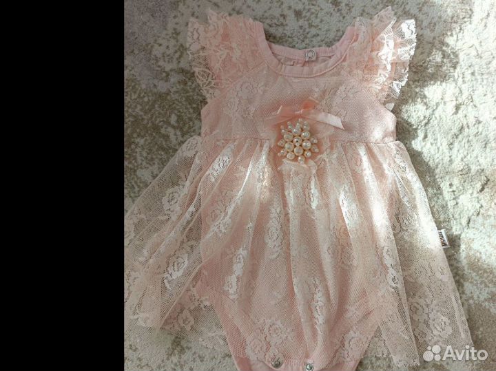 Боди- платье для новорожденной на выписку 56-62