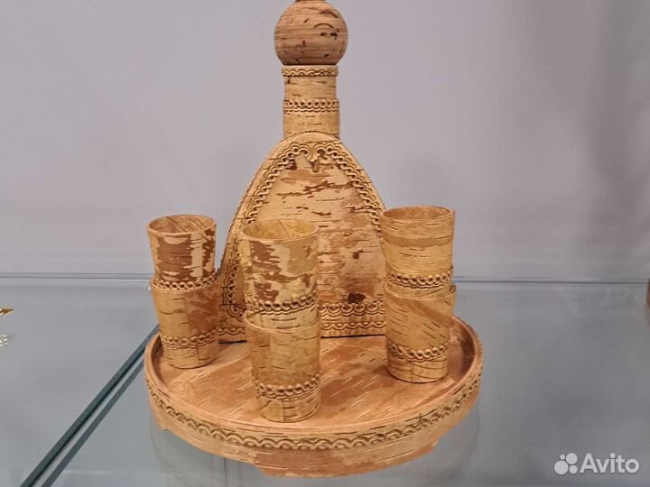 Коньячный Набор из бересты: Штоф, Рюмки