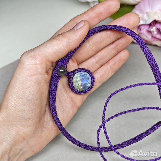 Колье чокер из натуральных камней лабрадор