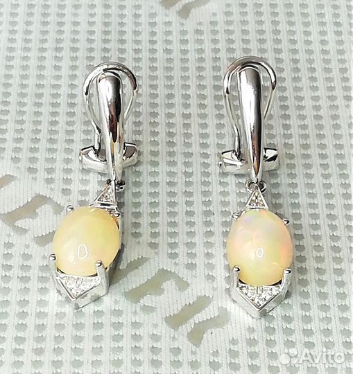 Серьги серебро опал С136