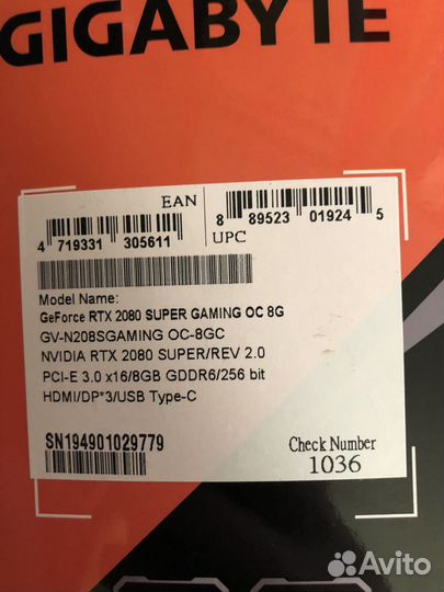 Неисправная RTX 2080 super gaming OC 8G. Gigabyte