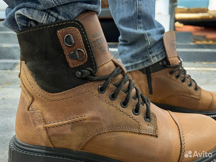 Зимние ботинки в стиле timberland кожаные