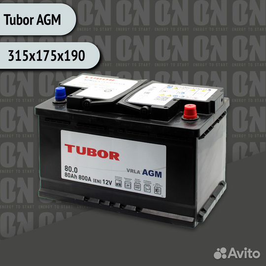 Аккумулятор 80 Ач Tubor AGM обр. полярности