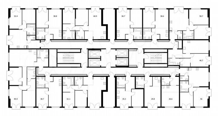 2-к. квартира, 61,1 м², 5/32 эт.