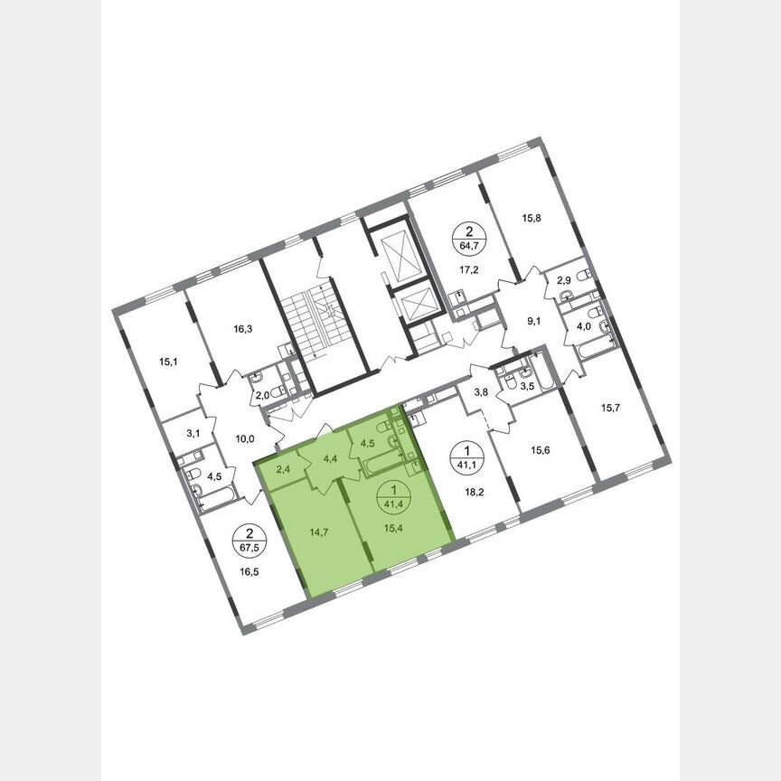 1-к. квартира, 41,4 м², 10/17 эт.