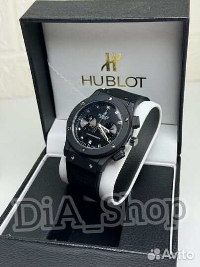 Часы мужские Hublot хронограф чёрный/чёрный