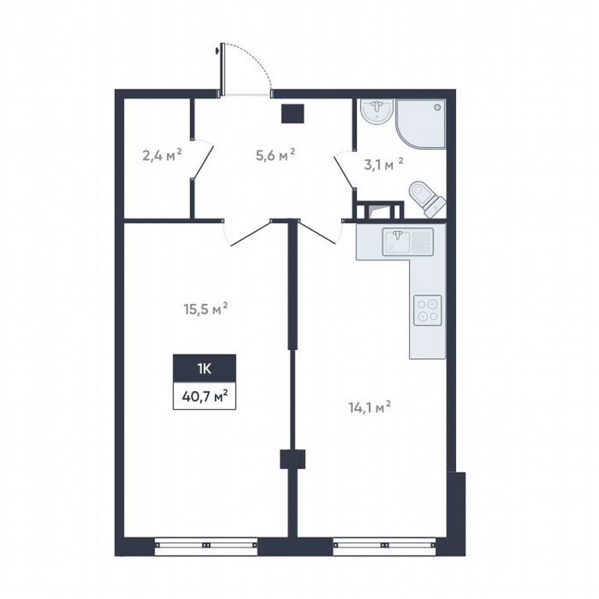 1-к. квартира, 40,7 м², 3/18 эт.