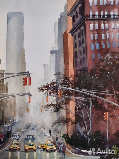 Картина акварелью. Городской пейзаж