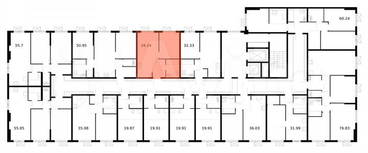 1-к. квартира, 34,2 м², 6/17 эт.