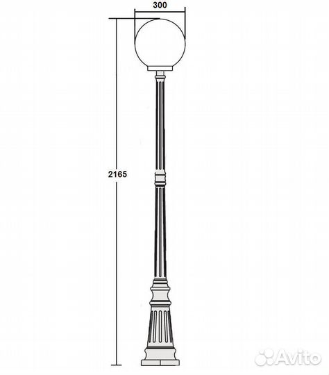 Фонарь уличный столб высокий 1-4м Шар