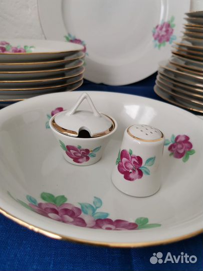 Столовый сервиз Розы. Дулево, СССР. Винтаж